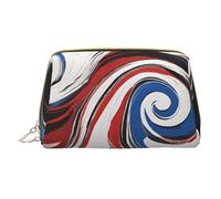 (Marble Mixed Brown) Print Pu Leather Makeup Bag with Zipper Pocket Compact Organizer for Travel/Purse