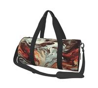 Marble Mixed Brown Print Travel Duffel Bag, Foldable Gym Bag Overnight Weekend Bags for Women, Large Holdall Bag Cabin Bag for Sports and Travel
