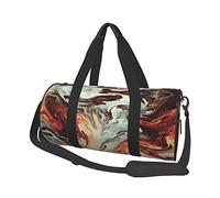 Marble Mixed Brown Print Travel Duffel Bag, Foldable Gym Bag Overnight Weekend Bags for Women, Large Holdall Bag Cabin Bag for Sports and Travel