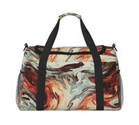 Marble Mixed Brown Print Womens Sports Bags Travel Bag - Gym Tote Bag with Compartment,Duffel Bags for Men,Ladies Holdall,Carry On Weekend Travel Handbags for Women