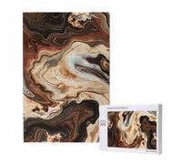 Marble Mixed Brown Printed 1000 Piece Jigsaw Puzzle for Adults, Cut Brain Teaser Game for Family Home Decor Gift(29.5x19.7 Inch)