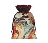 Marble Mixed Brown Printing 4.7x6.9 Inch Christmas Bag Drawstring Closure,For Christmas Anniversaries Birthdays,Holds Gifts