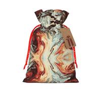 Marble Mixed Brown Printing 4.7x6.9 Inch Christmas Bag Drawstring Closure,For Christmas Anniversaries Birthdays