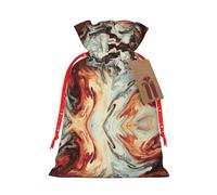 Marble Mixed Brown Printing Fashion Drawstring Bag With Kraft Tag For Christmas Halloween Party Gift Packaging
