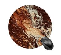 Marble Mixed Brown Round Mouse Pad 7.8 Inch, Portable Gaming Mouse Mat with Non-Slip Rubber Base & Smooth Surface, Waterproof Mousepad for PC, Laptop, Computer, Office, Home
