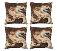 Marble Mixed Brown Throw Pillow Cases 4 Pack Square Pillowcases Super Soft Pillow Protectors With Zipper for Couch Livingroom Sofa Bed Office Car,50x50 CM