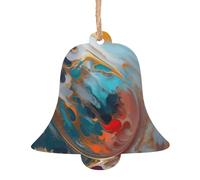marble modern painting Wooden Tree Ornaments Bell Shape 1 PC, Vintage Hanging Holiday Decorations, Souvenir Holiday Decor