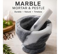 Judge White Marble Mortar and Pestle Spice Grinder or Herb Crusher in Gift Box, 11.5cm High x 13cm Diameter