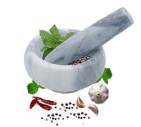 Marble Mortar and Pestle Set, 3.5 Inches Small Grinder Bowl for Guacamole,Pestos Seasonings Pastes, Salsa, Pills Crusher, Spice, Herb, Garlic, Nut, Heavy Duty Grinder (GrayWhite)