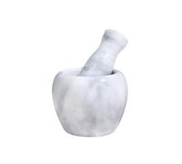 Marble Mortar and Pestle Set Stone Grinder Bowl Garlic Crusher for Kitchen(White)