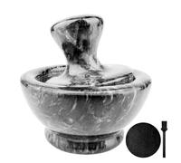 Marble Mortar and Pestle Set with Brush, 4 inch, 1/2 Cup - Mushroom Shaped Pills Crusher Small, Spice Grinder, for Seasonings, Powder, Efficient, Easy to Clean