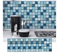 Marble Mosaic Tiles Peel and Stick, 3D Waterproof Tile Backsplash 8 x 8 inch, Self Adhesive Wall Ceramic Sticker for Kitchen, Bathroom, Bedroom(Style A,90 pcs)