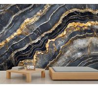 Marble Mural Luxury Marble Wallpaper Natural Stone Pattern Wall Mural Giant Home Living Room Dining Room Wall Decor Poster (Non-self-Adhesive)