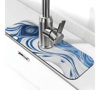 Marble Mural Print Stone Faucet Mat for Kitchen Sink,Diatomite Absorbent Mat, Tap Splash Guard for Bathroom Kitchen (15" X 5.5" )