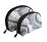 Marble Mural Printed Makeup Bags 2-Piece Portable Shell Travel Toiletry Bag Cosmetic Organizer Bag for Women