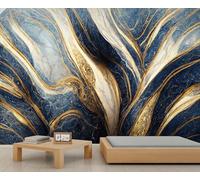 Marble Murals Abstract Dark Blue White Gold Fluid Marble Art Deco Wallpaper Luxury Wallpaper Modern Bedroom Wall Paper for Bedroom Living Room Mural Poster 280X200cm