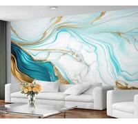 Marble Murals Blue White Gold Fluid Marble Art Deco Wallpaper Abstract Wallpaper Elegant Bedroom Wall Paper for Bedroom Living Room Mural Poster 500X300cm