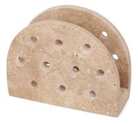 Marble Napkin Holder 6.5 Inch Handmade Black Stone Organizer for Paper Napkins Storage - Ideal Tissue Holders for Coffee Table, Kitchen Countertop & Home Essentials (Travertine)