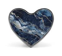 Marble Navy Blue Mixed Badges Heart with Button Design, Personalized Picture Pin Brooches, Heart Badge Holders for Decorate Hat Shirt Clothing Bag Accessories