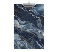 Marble Navy Blue Mixed Clipboard, A4 Acrylic Clipboard with Hanging Hole, Ultra-Light Clip Board - Holds 100 Sheets, Shatterproof Document Holder for Office, 12.5" X 8.5"