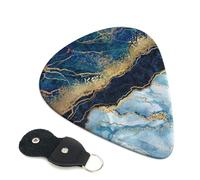 Marble Navy Blue Mixed Guitar Plectrums, 6 Guitar Plectrums, Printed on both sides for Electric Guitar Bass Ukulele (0.46 mm 0.71 mm 0.96 mm)