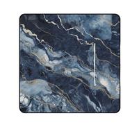 Marble Navy Blue Mixed Picnic Blanket 200x200cm, Foldable 2-in-1 Picnic Mat and Tote Bag Portable Waterproof Beach Mat Sandproof Outdoor Blanket for Park, Hiking, Beach, Camping, Travel