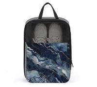 Marble Navy Blue Mixed Shoe Bag Waterproof & Breathable Shoe Pouch for Travel, Portable Carry Case for Sports Sneakers, Gym, Vacation