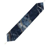 Marble Navy Blue Mixed Table Runner for Dining Table, Short Plush Runners Washable & Durable Tablerunner Modern Home Decor for Wedding, Kitchen, Holiday 200*33cm
