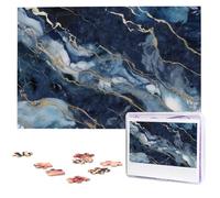 Marble Navy Blue Mixed Wooden Puzzles 1000 Pieces Personalized Jigsaw Puzzle For Adults Interesting Custom Photo Puzzles Gift For Holiday Birthday Wedding Anniversay