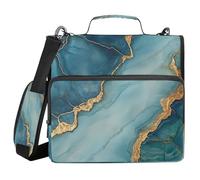 Marble Navy Turquoise 3 Rings Organizer Binder With Belt Easy To Carry Document Organizer For School