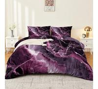 Marble Pattern Fantasy Gradient Double Sided Duvet Cover Set - Comfy Microfiber 3-Piece,Reversible Bedding Super King (260 x 220) cm with Zipper Closure (ys) Purple Gray