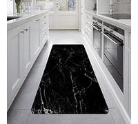 Marble Pattern Floor Mat - Non-slip Area Rug for Bedroom Kitchen Living Room & Bathroom - 3D Printed Outdoor Doormat - Kids Play Rug (Black 80x160 cm)