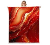 Marble Pattern Kids Throw Blanket,Rock Texture Luxury Bed Blanket,Retro Fashion Trendy Girls Boys Sofa Decor,Red Fuzzy Blanket,Twin Size (60 x 80 Inches)