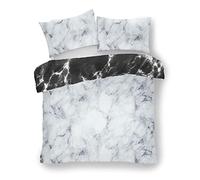Marble Pattern Luxurious Printed Duvet Cover Sets Quilt Cover Sets Fully Reversible Bedding Sets With Pillowcases (White, Double)