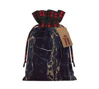 Marble Pattern Print Christmas Drawstring Linen Gift Bags Reusable Fabric Bags With Tags For Christmas Gifts