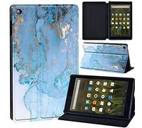 Marble pattern Printed Leather slim lightweight Tablet Stand Cover Case Fit Amazon Fire HD 8 Tablet 8th / 7th / 6th Generation - 2018, 2017, 2016 Release (Not for HD8 2020) (blue oil pattern marble)