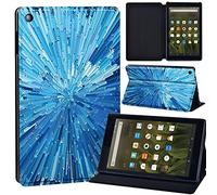 Marble pattern Printed Leather slim lightweight Tablet Stand Cover Case Fit Amazon Fire HD 8 Tablet 8th / 7th / 6th Generation - 2018, 2017 and 2016 Release (3D art-blue ice bar)