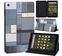Marble pattern Printed Leather slim lightweight Tablet Stand Cover Case Fit Amazon Fire HD 8 Tablet 8th / 7th / 6th Generation - 2018, 2017 and 2016 Release (blue grey pattern)