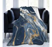 Marble Pattern Throw Blanket 180x200 cm Dark Blue and Gold Flannel Fluffy Fleece Blanket Soft Lightweight Warm Blankets and Throws for Bed Sofa and Couch A-4871