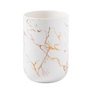 Marble Pattern Toothbrush Cup - Ceramic Storage Holder Organizer, Smooth Handle Bathroom Tumbler | Elled Vanity Container, Makeup Brush Holder Co
