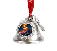 Marble Patterns Resembling Mountain Peaks Christmas Bells Ornaments Sleigh Jingle Bells with Angel Wings Pendant And Hanging Rope, DIY Hanging Ornaments for Xmas Tree Wreath Holiday Crafts Home Decora