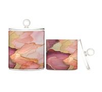Marble Peach Burgundy Clear Plastic Storage Container Jars with lid Office Essentials Decorative Small Storage Bins for Floss Picks,Paper Clips,2 Pack