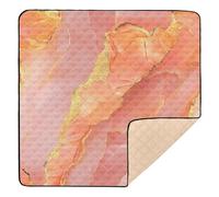 Marble Peach Gold Cute Foldable Baby Gym & Activity Mat for Floor Waterproof Playroom Activity Mat for Baby Toddler Infant, 50'' x 50''