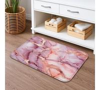 Marble Peach Quick Dry Bath Mat, Elegant Rose Gold Abstract Non Slip Shower Mat, Modern Memory Foam Washable Bath Rugs for Bathroom Toilet Restroom Decorative 20x32 Inch