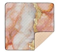 Marble Peach White Soft Thick Baby Play Mat for Indoor Outdoor Waterproof Padded Play Mat for Babies Infants Toddlers, 50'' x 50''