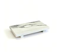 Marble Pedestal Stand, Bathroom Vanity Counter Organizer, Jewelry and Soap Display Stone Tray (White)
