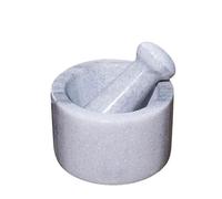 Marble Pestle And Mortar Set Grey Stone Round Spice Herb Crusher Kitchen Cooking