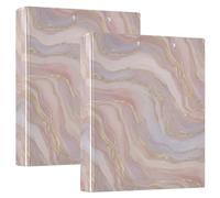 Marble Pink 1.5 Inch 3 Ring Binders Decorative Cute Three Ring Binder with 3 Interior Pockets D Ring Binders for School Office Supplies, 2 Pack