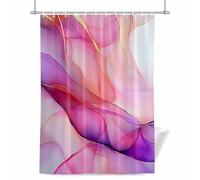 Marble Pink Purple Shower Curtain for Bathroom, Gradient Liquid Gold Foil Wavy Waterproof Cloth Fabric Bathroom Accessories Set with 12 Rust Proof Plastic Hooks, 72” x 84”