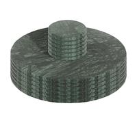 Argon Tableware Round Marble Placemats & Coasters Set - 12pc - Green - Kitchen Dining Table Mats Bar Drinks Coaster Protector Place Mats for Home, Restaurant Catering